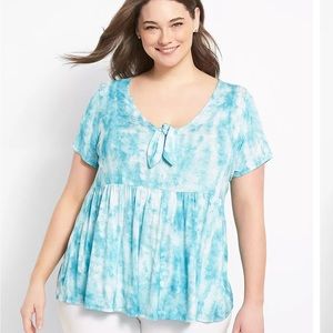 Lane Bryant Tie Dye Baby Doll Top